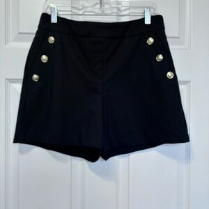 Rachel Zoe Nautical Shorts Women’s 8 Navy Blue Goldtone Buttons Pull on Pockets